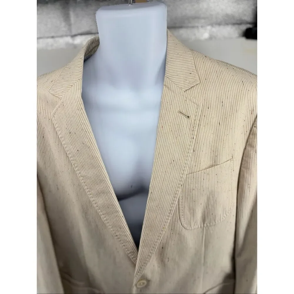 Flynt Babbit Cotton Silk Sport Coat Blazer Size 44R Cream Tailored